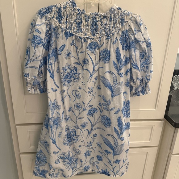 Olivia James Floral Blue and White Dress - Picture 2 of 5